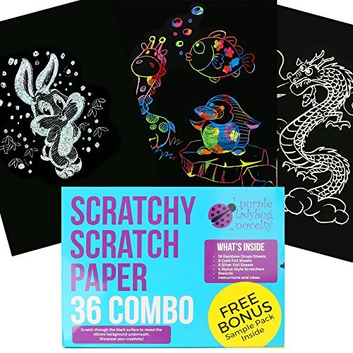 Product Cover Mega Value 36 Sheet SCRATCH PAPER Combo Art Set for Kids! BIG 11