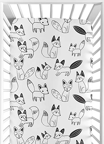 Product Cover Fitted Crib Sheet for Black and White Fox Collection Baby/Toddler Bedding Set Collection