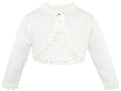 Product Cover Lilax Baby Girls' Knit Long Sleeve Button Closure Bolero Cardigan Shrug 6-9 Months Cream
