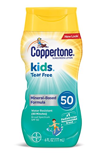 Product Cover Coppertone Kids Sunscreen Tear Free Mineral Based Water Resistant Lotion Broad Spectrum SPF 50, 6 Fl Oz