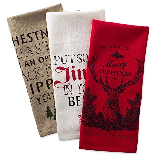 Product Cover DII Christmas Dishtowel Decorative Oversized, Set of 3, Christmas Stag