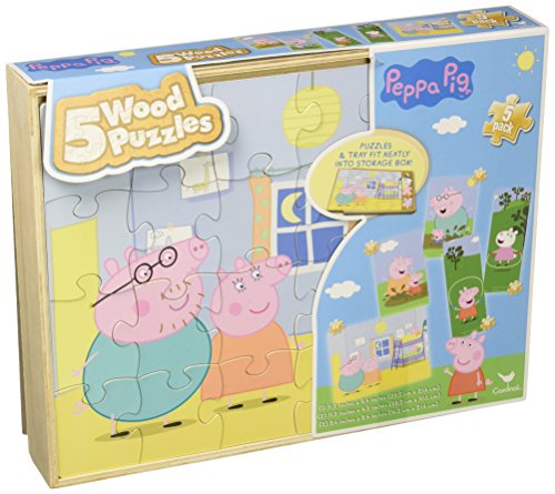 Product Cover Peppa Pig 5 Wood Puzzles in Wooden Storage Box (Styles Will Vary)