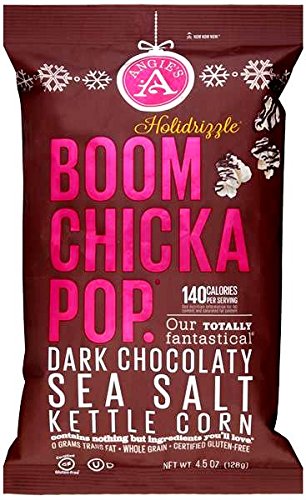 Product Cover Angie's Boom Chicka Pop Holidrizzle Kettle Corn Holiday Dark Chocolate Sea Salt ONE 4.5 oz.Bag