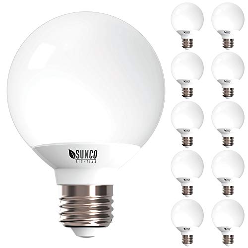Product Cover Sunco Lighting 10 Pack G25 LED Globe, 6W=40W, Dimmable, 450 LM, 4000K Cool White, E26 Base, Ideal for Bathroom Vanity or Mirror - UL & Energy Star