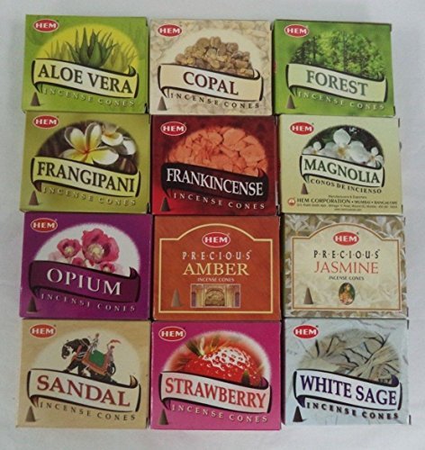 Product Cover 12 Assorted Boxes of HEM Incense Cones, Best Sellers Set #3 12 X 10 (120 total) by Hem