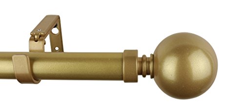 Product Cover MERIVILLE 1-Inch Diameter Ball Single Window Treatment Curtain Rod, 48-Inch to 84-Inch, Gold