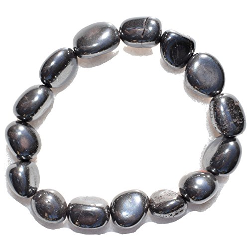 Product Cover Charged Natural Hematite Crystal Bracelet Tumble Polished & Stretchy + Selenite Charging Crystal Included
