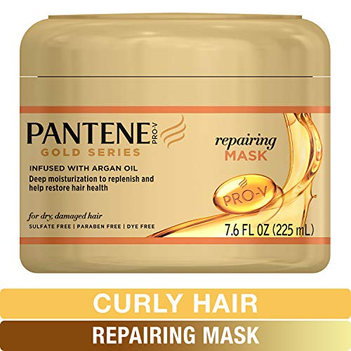 Product Cover Pantene Gold Series Argan Oil, Sulfate Free, Repairing Mask For Dry And Damaged Hair, Natural And Curly Textured Hair, 7.6 FL OZ