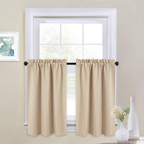 Product Cover NICETOWN Short Curtain Valances for Cafe - Home Decoration Rod Pocket Tailored Tiers for Small Window (Set of 2, 29 by 36 Inches Each Panel, Biscotti Beige)
