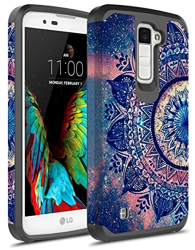 Product Cover LG K10 Case, LG Premier Case, Kaesar [Slim Fit] [Shock Absorption] 2-Piece Hybrid Dual Layer Shockproof Hard Cover Graphic Fashion Cute Colorful Silicone Skin Case for LG K10 - Mandala