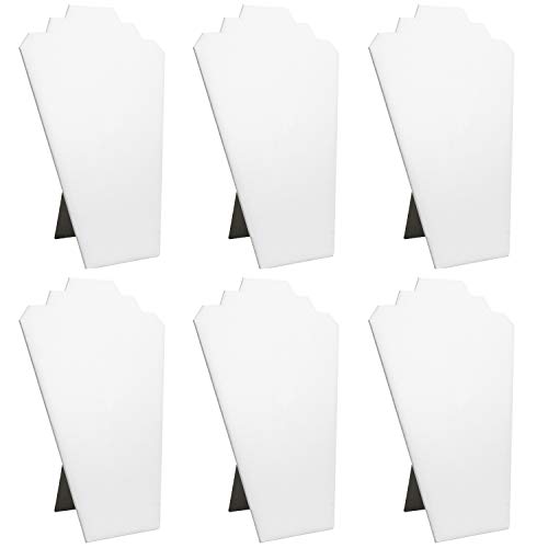 Product Cover Mooca 6 Pieces White Faux Leather MDF Wood with Cardboard Easel Necklace Display 8 1/4