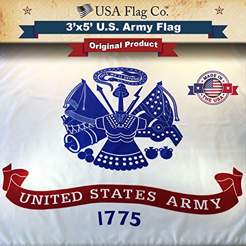 Product Cover USA Flag Co. US Army Flag is 100% American Made: The Best 3x5 Outdoor Military Flags, Made in The United States of America. (3 by 5 Foot)
