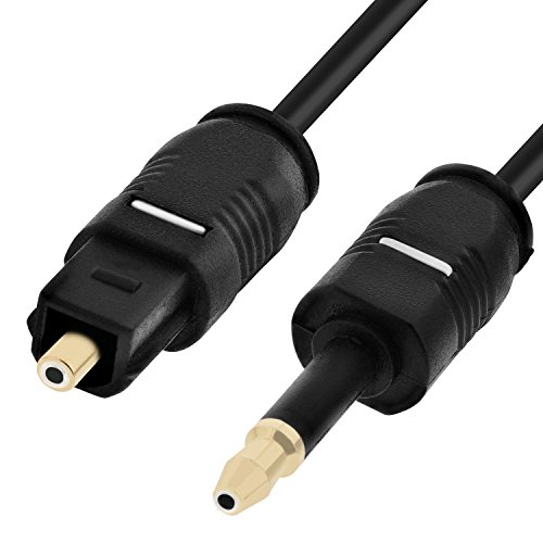 Product Cover Toslink to Mini Toslink Cable (3 FT / 0.91 M), Fosmon Digital Optical Audio Male to Male S/PDIF Fiber Optic Cord for Apple MacBook Pro, Mac Pro/Mini, iMac, Chromecast Audio, & More