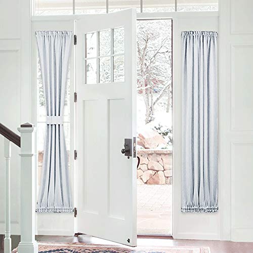 Product Cover PONY DANCE Door Curtain Panel - Heavy-Duty Solid Rod Pocket Blackout Window Treatment for Sliding Glass French Door with Adjustable Tieback, 25 x 72-inch, Greyish White, 1 Piece