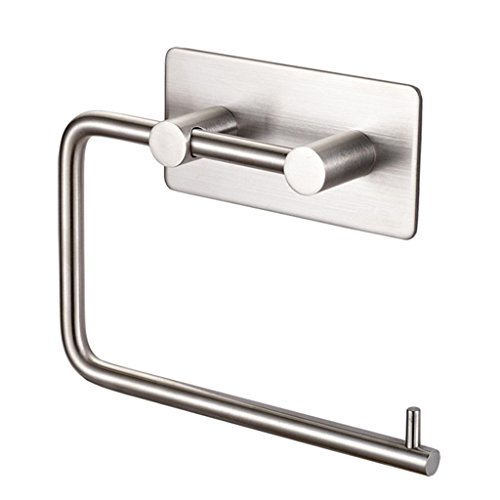 Product Cover Kabter Toilet Paper Holder Wall Mount 3M Self Adhesive, Brushed Stainless Steel