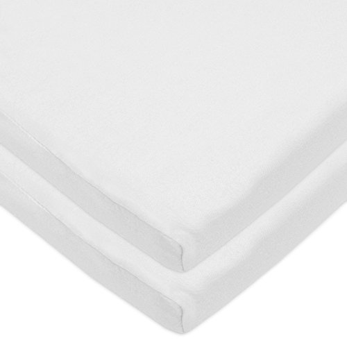 Product Cover american baby company 2 Piece 100% Natural Cotton Jersey Knit 18 x 36 Cradle Sheet - Fitted, White, Soft Breathable, Boys and Girls
