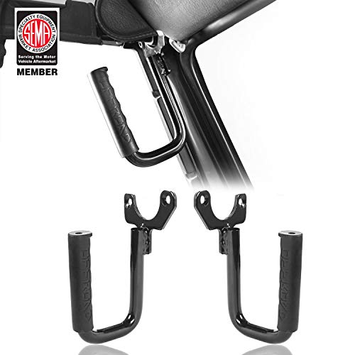 Product Cover Hooke Road Black Steel Front Grab Handles for 1997-2006 Jeep Wrangler TJ & Unlimited