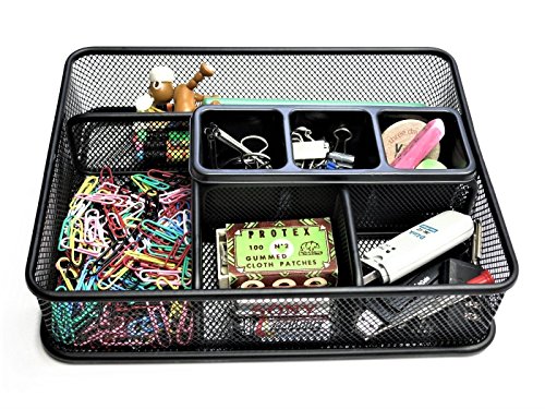 Product Cover 1InTheOffice Mesh Collection Desk Drawer Organizer Tray, Black