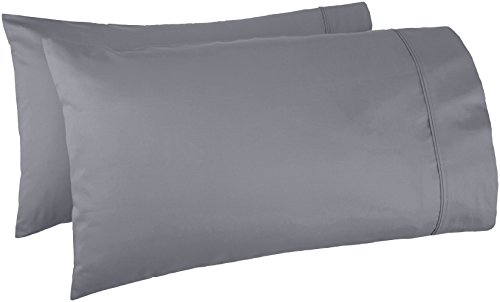 Product Cover AmazonBasics 100% Cotton Pillow Covers - King, Set of 2, Dark Grey (20 x 40 inches or 51 x 102 cm)