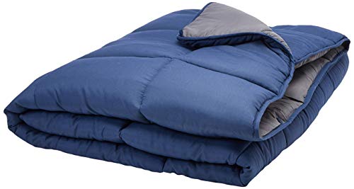 Product Cover Linenspa All-Season Reversible Down Alternative Quilted Comforter - Hypoallergenic - Plush Microfiber Fill - Machine Washable - Duvet Insert or Stand-Alone Comforter - Navy/Graphite - Full