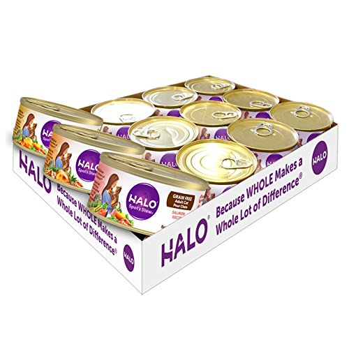 Product Cover Halo Grain Free Natural Wet Cat Food, Variety Pack With Chicken, Salmon & Turkey, 5.5-Ounce Can (Pack Of 12)