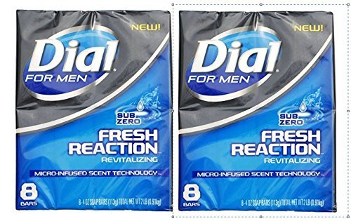Product Cover Dial for Men Fresh Reaction Sub Zero Glycerin Bar Soap 4 Oz Bars 8 Ct. (2 pack)