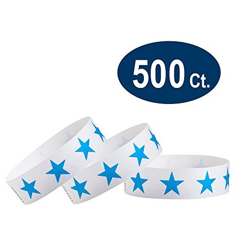 Product Cover WristCo Blue Stars 3/4 Tyvek Wristbands - 500 Pack Paper For Events