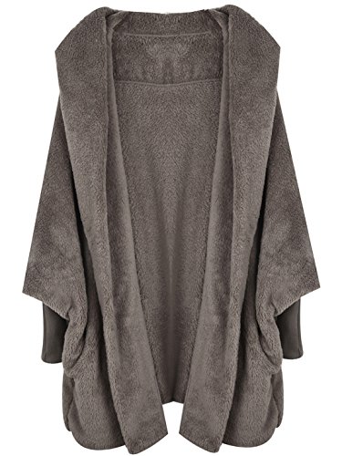 Product Cover SweatyRocks Women Khaki Hooded Dolman Sleeve Faux Fur Cardigan Coat for Winter