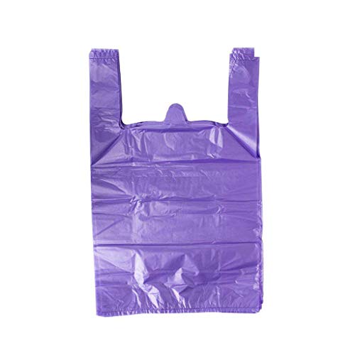 Product Cover LazyMe 12 x 20 inch Plastic Thick Purple T Shirt Bags, Handle Shopping Bags, Multi-Use Large Size Merchandise Bags, Purple Plain Grocery Bags, Durable (100, Purple)