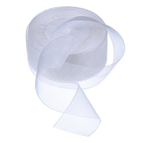 Product Cover Outus 1-1/2 Inch White Shimmer Sheer Organza Ribbon, 49 Yard