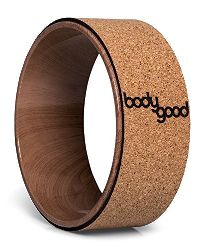 Product Cover BodyGood Cork Yoga Wheel. Pro Grade, 13-inch Dharma Yoga Prop Supports up to 500 lbs. Improve Back Bends, Deepen Practice or Release Tight Muscles (Cork/Woodgrain)