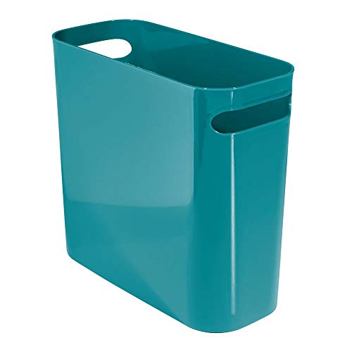 Product Cover mDesign Slim Plastic Rectangular Small Trash Can Wastebasket, Garbage Container Bin with Handles for Bathroom, Kitchen, Home Office, Dorm, Kids Room - 10
