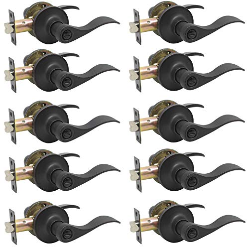 Product Cover Probrico Oil Rubbed Bronze Privacy Door Lever Handles Keyless Lock Set Leversets (Bed and Bath) 10 Pack