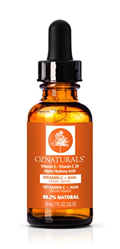 Product Cover OZ Naturals Vitamin C Serum + AHA For Skin - Anti Aging Anti Wrinkle Serum Combines Potent Vitamin C with Natural Alpha Hydroxy Acids Which Deliver The Youthful Glow You've Been Looking For! (Std)