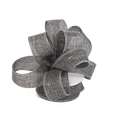 Product Cover Burlap Ribbon Perfect for Wedding Home Decoration Gift Wrap Bows Made Handmade Art Crafts 1-1/2 Inch X 10 Yard Spool (Grey)