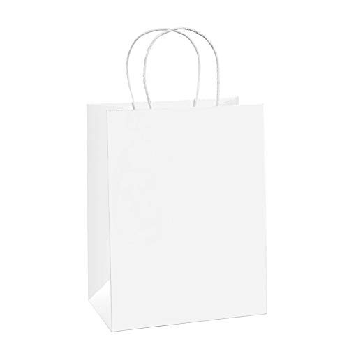 Product Cover BagDream Gift Bags 8x4.25x10.5 100Pcs Paper Bags, Shopping Bags, Kraft Bags, Retail Bags, Party Bags, White Paper Gift Bags with Handles Bulk 100% Recycled Paper Bags