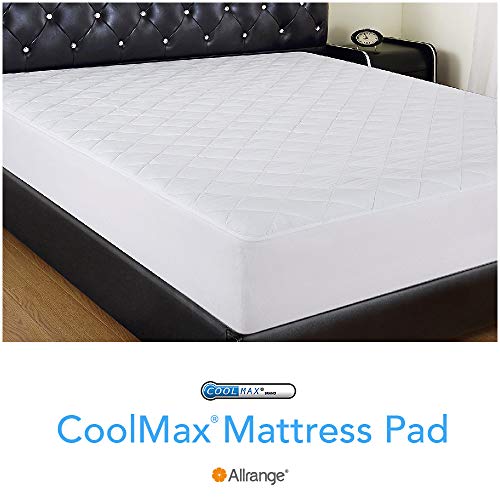 Product Cover Allrange Breathable Coolmax Quilted Mattress Pad, Coolmax and Cotton Fabric Cover, Snug Fit Stretchy to 18