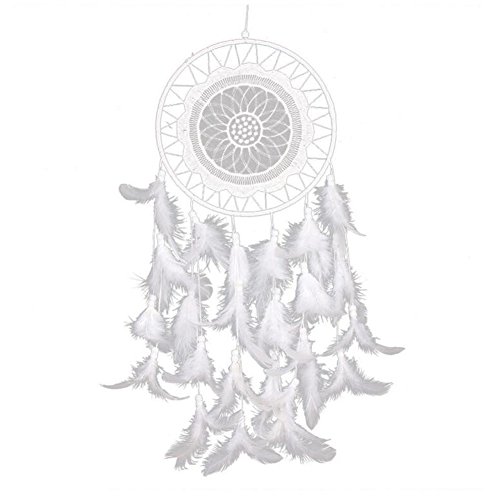 Product Cover Malicosmile Dream Catchers White for Bedroom, Handmade Hanging Decorations White Feather Dreamcatcher Mobile