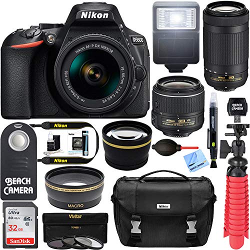 Product Cover Nikon D5600 24.2 MP DSLR Camera + AF-P DX 18-55mm & 70-300mm NIKKOR Zoom Lens Kit + Accessory Bundle