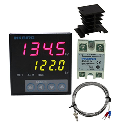 Product Cover Inkbird F Display PID Temperature Controllers Thermostat ITC-106VH K Sensor Heat Sink and Solid State Relay 100 to 240V 40DA SSR Black Heat Sink K Probe