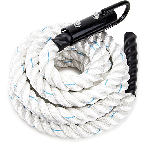 Product Cover Crown Sporting Goods 1.5-inch White Poly Dac Gym Climbing Rope (12')