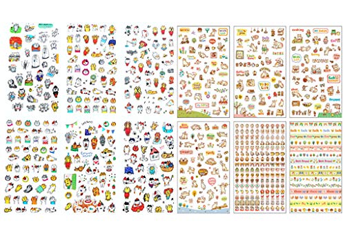Product Cover ALIMITOPIA Scrapbook Sticker,12 Sheets Kawaii Cartoon Cat Charactor DIY Transparent Decorative Paster Ornament Mark