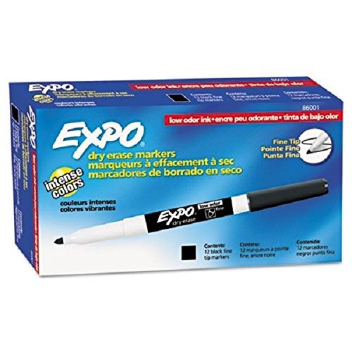 Product Cover Expo 86001 Low Odor, Fine Tip, Black, Dry, Erase Marker, 2 Packs of 12