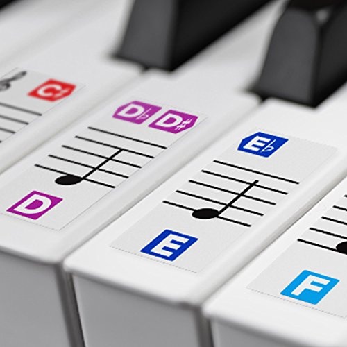 Product Cover Color Piano Stickers for Keys - Removable w/Double Layer Coating for 49/61 / 76/88 Keyboards
