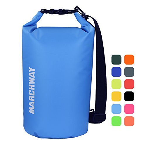 Product Cover MARCHWAY Floating Waterproof Dry Bag 5L/10L/20L/30L, Roll Top Dry Sack for Kayaking, Rafting, Boating, Swimming, Camping, Hiking, Beach, Fishing, Skiing, Snowboarding (Light Blue, 10L)