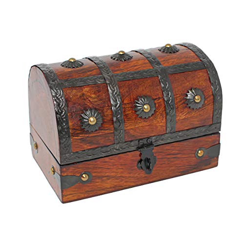 Product Cover Nautical Cove Treasure Chest Keepsake and Jewelry Box Wood - Toy Treasure Box Medium (6.5x4.5x5)