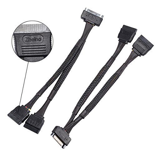 Product Cover Zheino 2 Pack 15 Pin to Dual 15 Pin SATA Power Splitter Cable Distribution Cable 15cm