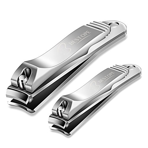 Product Cover BESTOPE Nail Clippers Set Fingernail & Toenail Clipper Cutter, 2PCS Stainless Steel Sharp Sturdy trimmer set for Men & Women