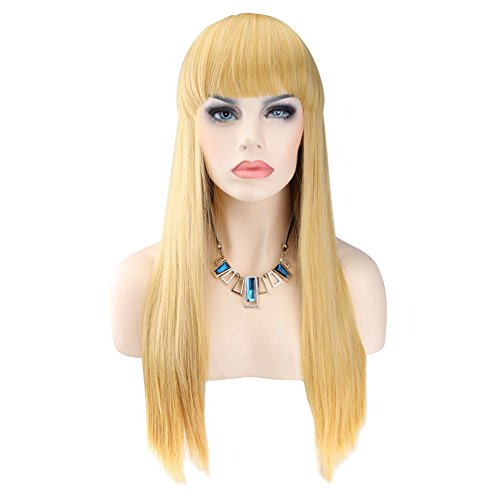 Product Cover Kalyss 26 inches Women's Silky Long Straight Black Wig Heat Resistant Synthetic Wig With Bangs Hair Wig for Women