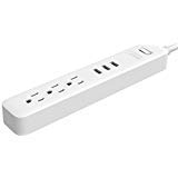 Product Cover TP 3-Outlet Power Strip Surge Protector with 3 USB Ports Charger Station and a 4 Ft Cord flat plug for Home Office Desk Travel Hotel Kindle iPhone iPad Samsung Galaxy S7/S6 desktop white UL Listed